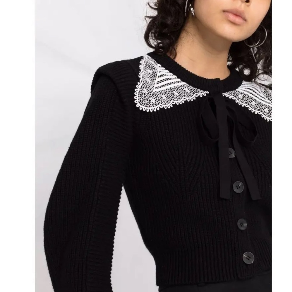 Self portrait ribbon lace black sweater